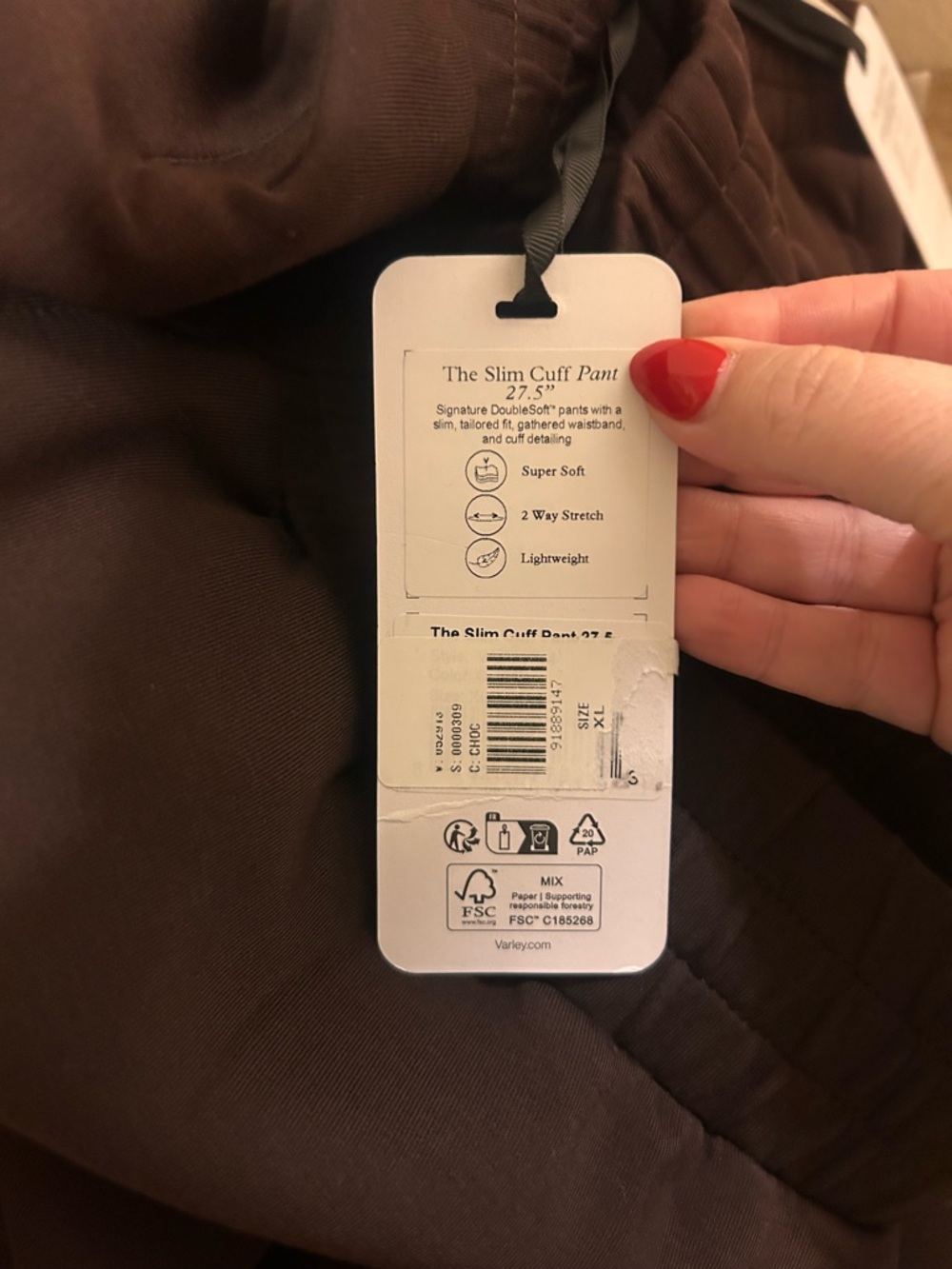 NWT Varley The Slim Cuff Pants 27.5" Coffee Bean - Picture 7 of 7